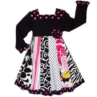 Girls sz 6 Couture Floral Zebra Dots Panel Party Dress Clothes