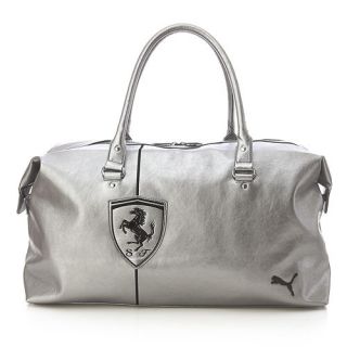 BN PUMA Ferrari LS Duffle Travel PU Leather Bag in Silver Color