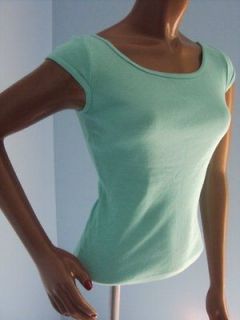 MICHAEL STARS ONE SIZE FITS MOST BRIGHT LIGHT BLUE CAP SLEEVE SIMPLE T 