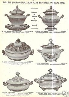 ROGERS SILVER SOUP TUREEN DISH ANTIQUE 1910 CATALOG AD