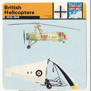 BRITISH HELICOPTERS WW2 C30 Autogyro Rotaplane WW2 WAR CARD