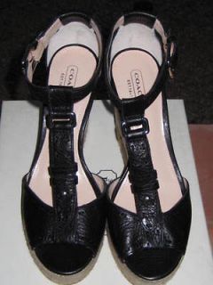   GALA ~ STRAPPY BLACK HIGH WOOD WEDGE ESPADRILLE SHOES ~ SIZE 9 1/2