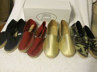 Womens Mylie Espadrilles Flats By Steve Madden Gold, Red, Camo, or 