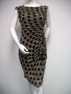 EVA FRANCO Taupe Brown Polka Dot Urchin Dress Size 0 2 4 ME4590 $178 
