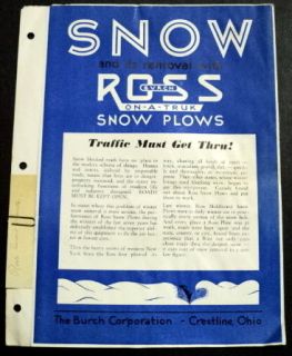 Burch 1933 Ross Snow Plow Brochure