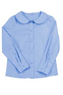   School Uniform Girls (4 20) Peter Pan Collar Long Sleeved Shirt   Blue