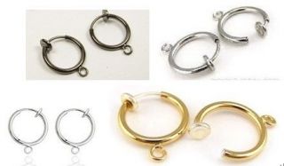 13mm Spring Hoops CLIP ON Earrings DIY Findings 4 CLR