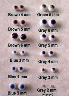   Glass Eyes for OOAK Polymer Clay Doll Fairy Baby 5 mm Blue Gray
