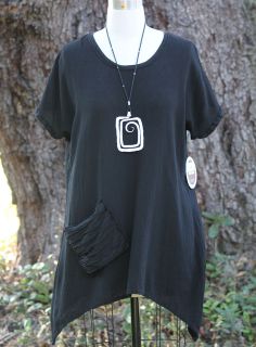   Cotton Lagenlook FAITH Tunic Dress 1 (S/M) 2 (L/XL) 3 (1X) BLACK