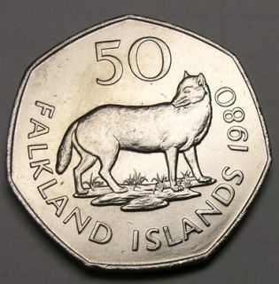 elf Falkland Islands 50 Pence 1980 Fox