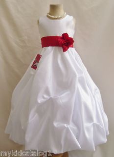 KC1 WHITE RED FALL WEDDING PAGEANT RECITAL TODDLER FLOWER GIRL DRESS 2 