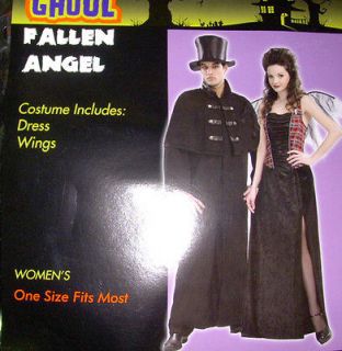 Fallen Angel Adult Black Dress Costume Wngs NIP