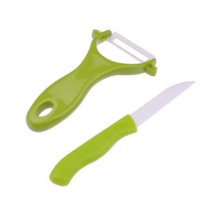 New Green Chic Chefs Horizontal Ceramic Knife + Peeler Set