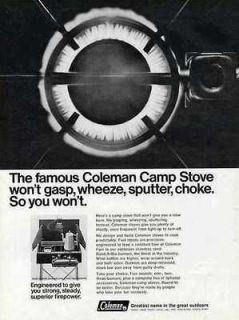1968 The Famous Coleman Camp Stove Vintage Ad
