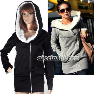 Fashion Gray Black Korea Women Hoodie Jacket Coat Warm Outerwear 