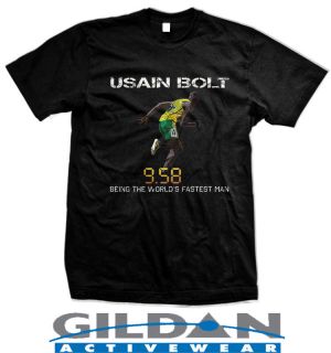 Usain Bolt Running Sprinter 958 World Fastest T Shirt size S 2XL