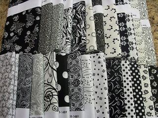 10 BLACK & WHITE Fat Quarters bundle No Duplicates cotton quilt fabric 