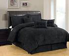 PC New Solid Soft Micro Suede Comforter Set Brown Black Purple Navy 