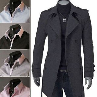 NWT Mens Winter Trench Belted Slim Sexy Jacket Outerwear Male Coat 