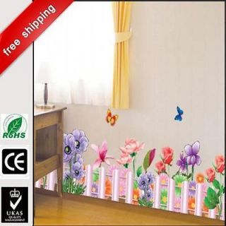 flower fenceVinyl Art Mural Home Room Decal Decor Wall Stickers 
