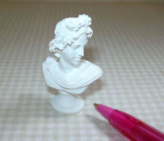 Miniature White Resin Bust of Apollo DOLLHOUSE Miniatures 1/12 Scale