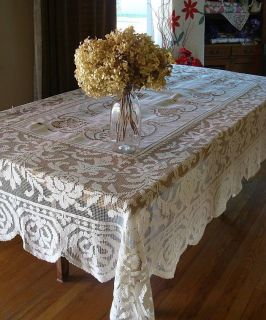 antique lace tablecloth in Linens & Textiles (Pre 1930)