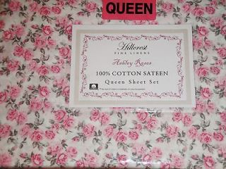 Hillcrest ASHLEY PINK ROSES Cottage Chic Shabby QUEEN 4p Sheet SET 