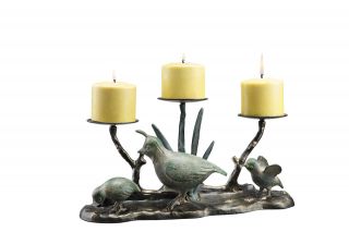   Candelabra Centerpiece Holiday Candle Holder Rustic Fireplace Insert