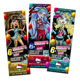 MONSTER HIGH BIRTHDAY PARTY INVITATION TICKET 1ST   c3   personalized 