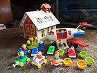 LOT OF VINTAGE FISHER PRICE TOYS PEOPLE HOUSE SCHOOL HOUSE BUS TRAINS 