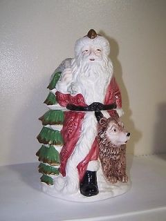 Fitz & Floyd 1991 OCI Omnibus Old Fashioned Santa w/ Bear Trees Cookie 