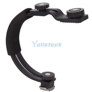 All Aluminum C Word Flash Bracket Holder Stand for All Camera Black