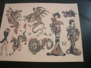 20 Sheets of Sailor Jerry Tattoo Flash Pinup Girls, Eagles, Roses 