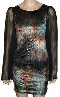 Topshop Chiffon Sleeve Sequin Detail Tie Dye Bodycon Dress Sizes 8 and 