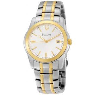 Bulova 98H18 Mens Watch Two Tone Stainless Steel Silver Tone Dial 
