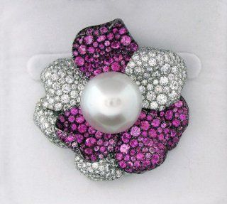   White Gold, Pearl, Diamond and Sapphire De Grisogono Brooch Jewelry