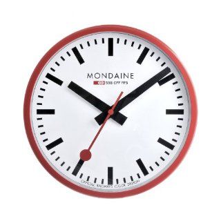 Mondaine A990.CLOCK.11SBC Wall Clock White Dial Red Frame Watches 