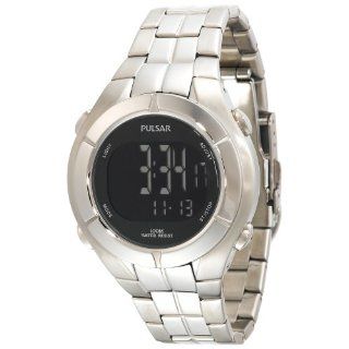 Pulsar Mens PR2001 Digital Chronograph Silver Tone Watch Watches 