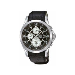   SNAD29 Black Leather Quartz Watch with Black Dial Watches 
