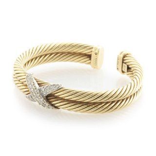   David Yurman Pave Diamond 14k Solid Gold Bangle Bracelet David Yurman