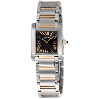 Cartier Womens W5010001 Tank Francaise Black Dial Watch Watches 