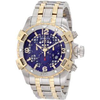 Invicta Mens 1230 Sea Hunter Chronograph Blue Dial Two Tone Stainless 