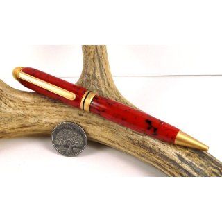 Crimson Pebble Acrylic Euro Pen With a Satin Gold Finish 