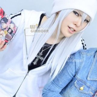 Bakuman Shinta Fukuda Long Straight White Cosplay Hair Wig