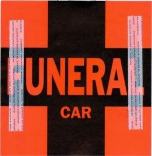 ORANGE ADHESIVE FUNERAL HOME PROCESSION SIGN HEARSE COACH CEMETERY 