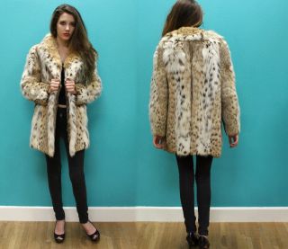 Gorgeous Vintage REAL GENUINE LYNX FUR Hollywood COAT outerwear WINTER 