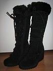 NEW High Heel Fuzzy Suede Fur Lace Tie UP Boots ALL Sz