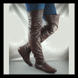 NEW BROWN OVER THE KNEE FLAT BOOTS