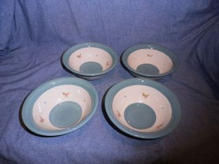 Set of 4 GABRIELLA MILLER FENTON INTERNATIONAL Cereal Bowls ~ Green 