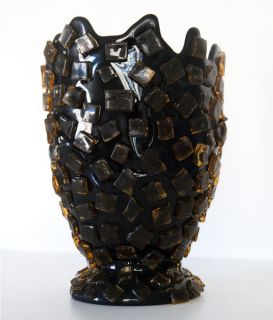 Gaetano Pesce Black & Amber Rock 13H, vase 2006 mint & rare